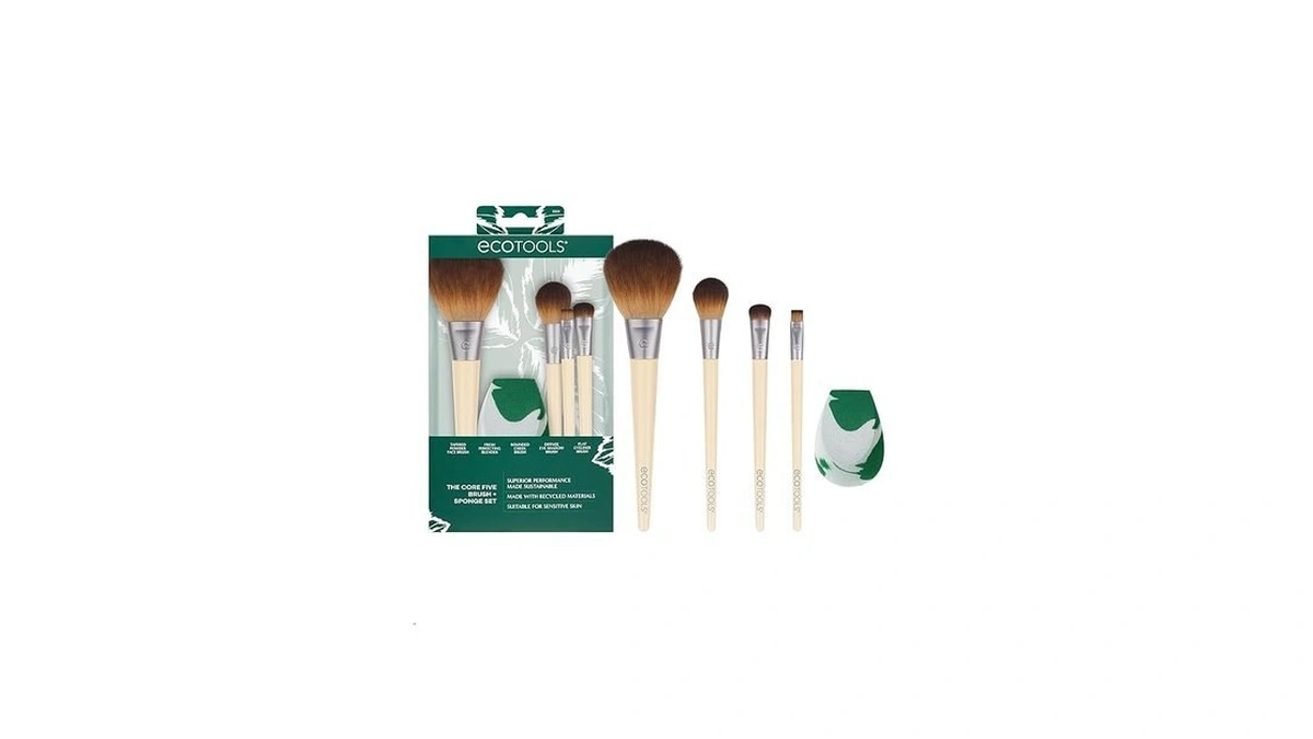 Ecotools Core Five Makeup Brush And Sponge Kit, For Eyeshadow,