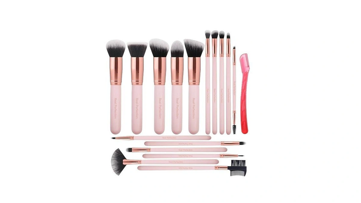 Real Perfection Makeup Brush Set 16 Pcs With 1 Eyebrow