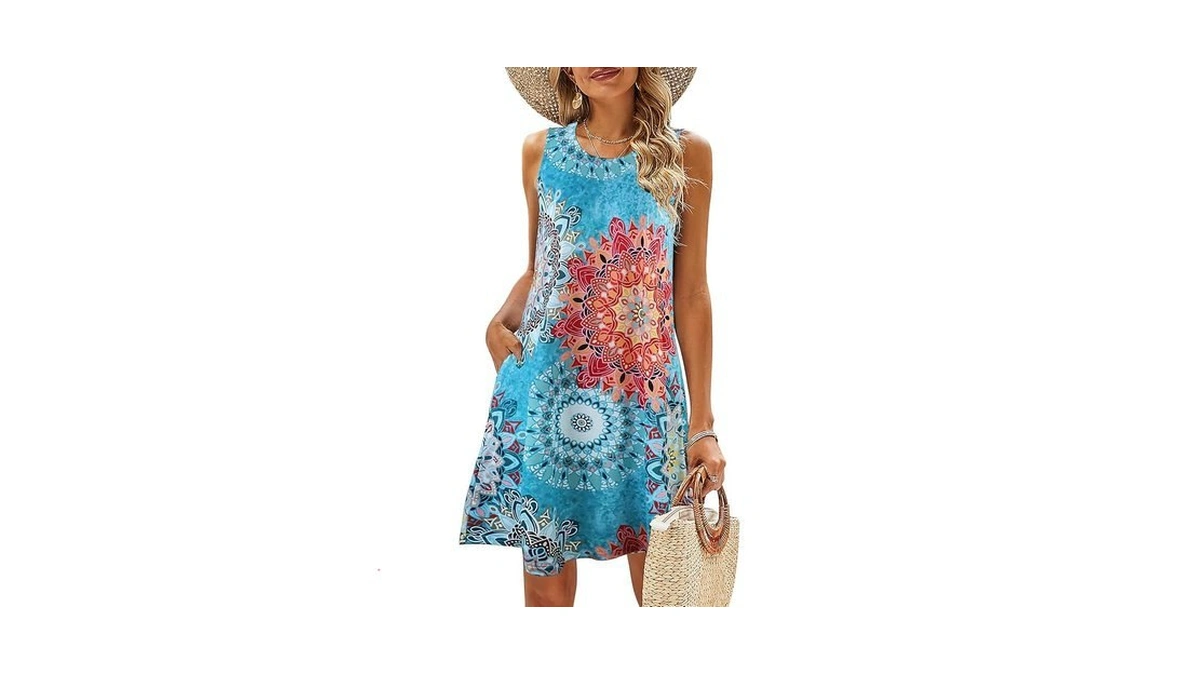 Simplefun Hawaiian Dresses For Women Summer Casual Tank Dress Short