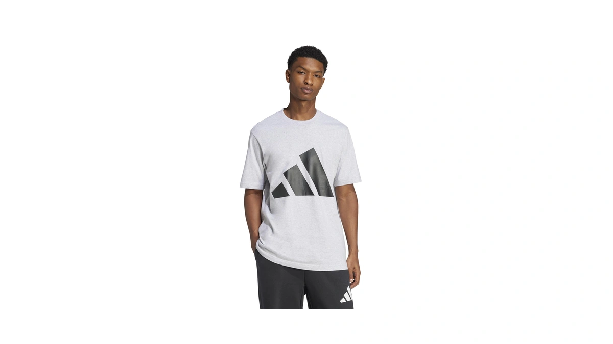 Adidas Men's Essentials Big Logo T-shirt, Light Grey Heather/black, Medium