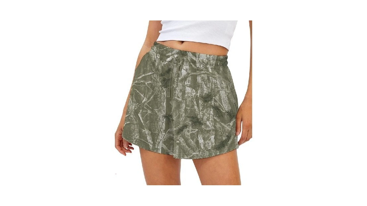 Joinqueen Camo Sweat Shorts For Women Drawstring Elastic Waist Maple