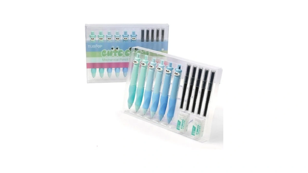 Tijopop 6pcs Cute Mechanical Pencils 2.0mm With Comfort Ergonomic Grip,
