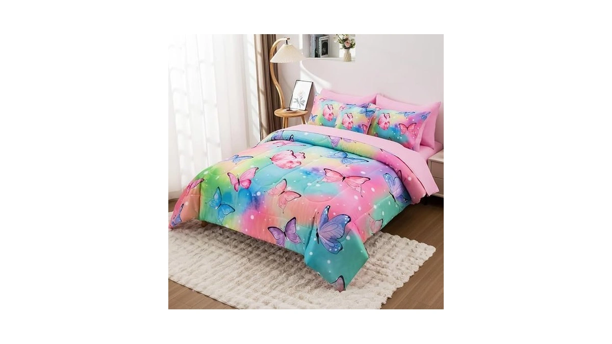 Keyroal Butterfly Comforter Set Queen Size 8 Piece Bed In