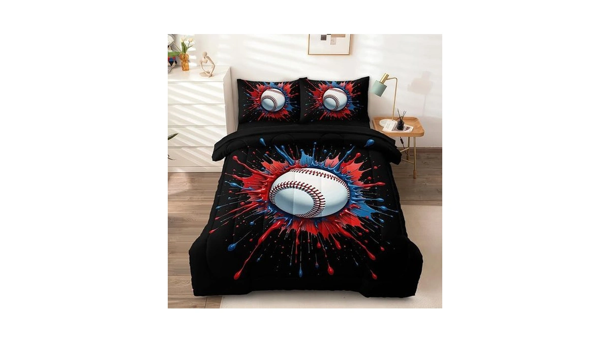Hicand 5 Pcs Baseball Full Bedding Set For Boys Teens,