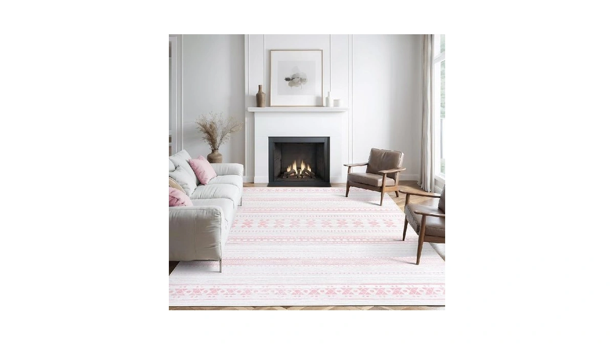 Auemtyn 9x12 Washable Area Rug, Boho Moroccan Low Pile Non-slip