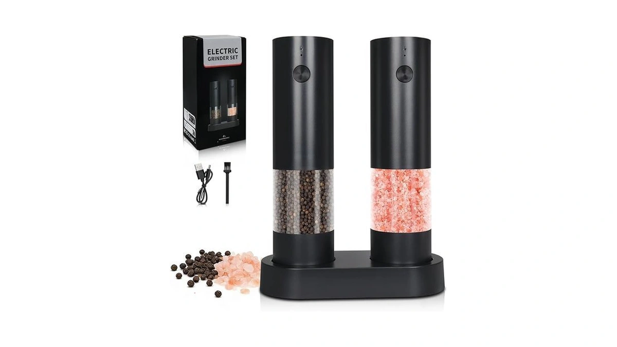 Electric Salt & Pepper Grinder Set Of 2,adjustable Coarseness With