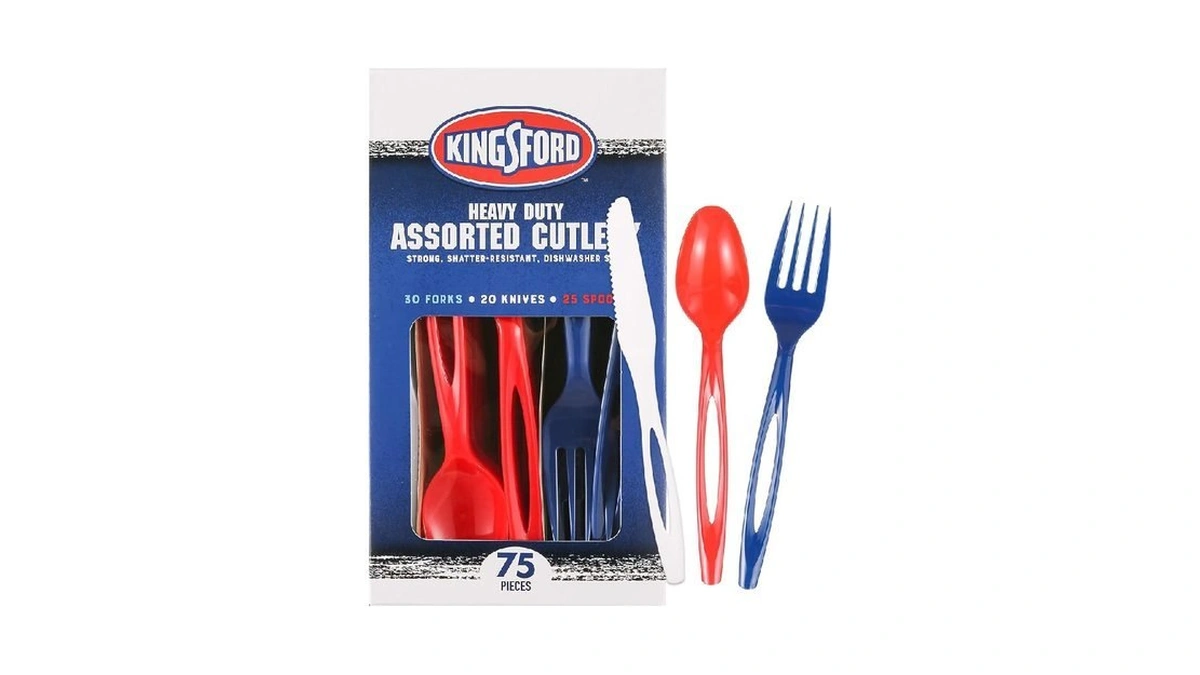Kingsford Assorted Plastic Cutlery Set Full Size Disposable Forks Knives