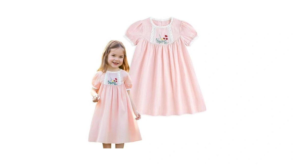 Simplee Kids Baby Girl Dress Toddler Summer Short Sleeve Solid