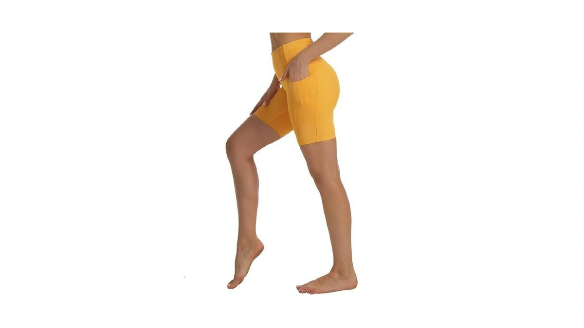 Women's Ribbed Biker Shorts 7" High Waisted Spandex Yoga Shorts
