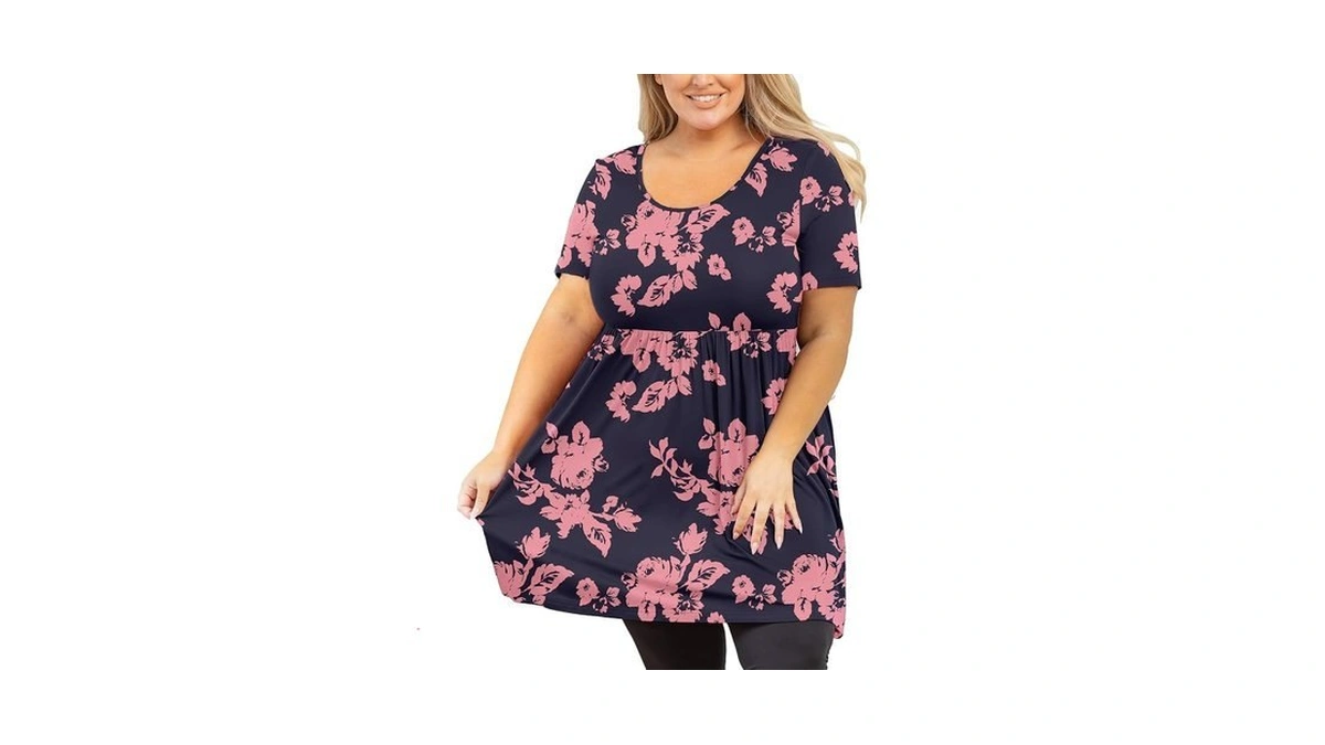 Auslook Women's Plus Size Tunic Short Sleeve Clothes Scoop Neck