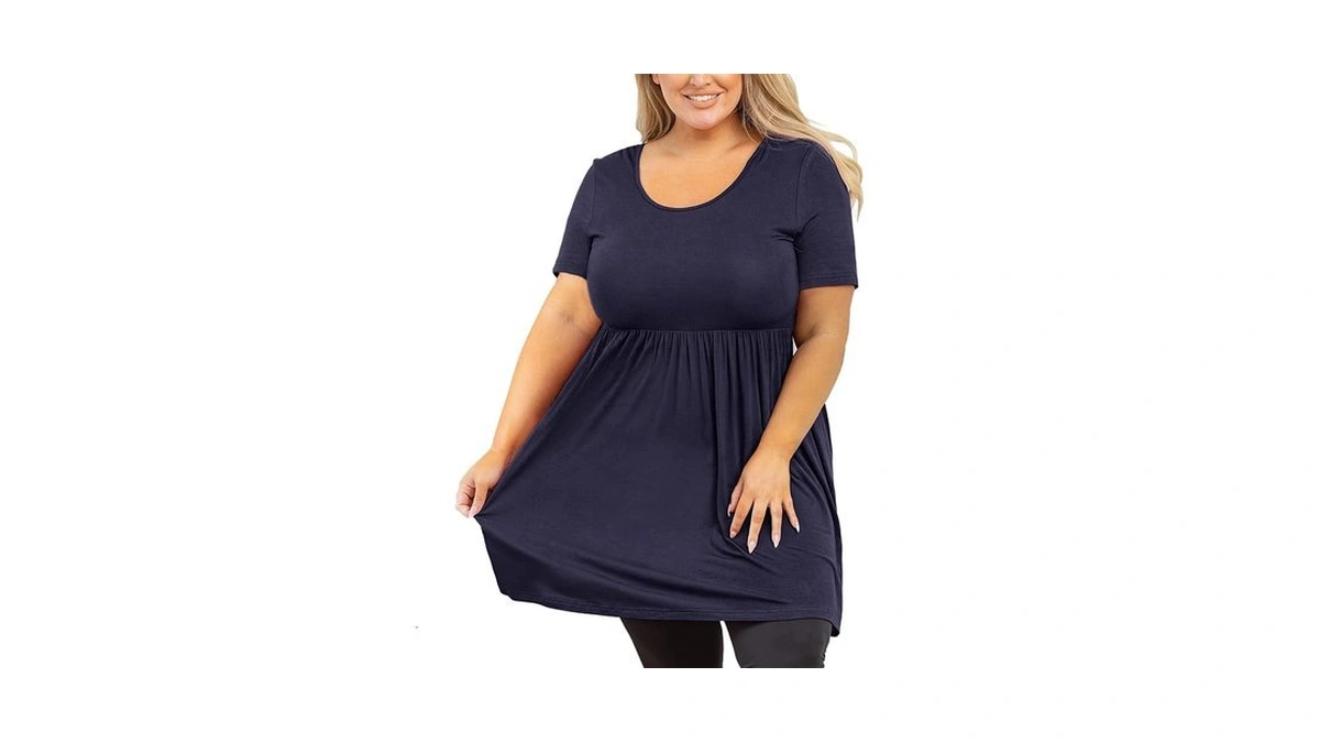 Auslook Women's Plus Size Tunic Short Sleeve Clothes Scoop Neck
