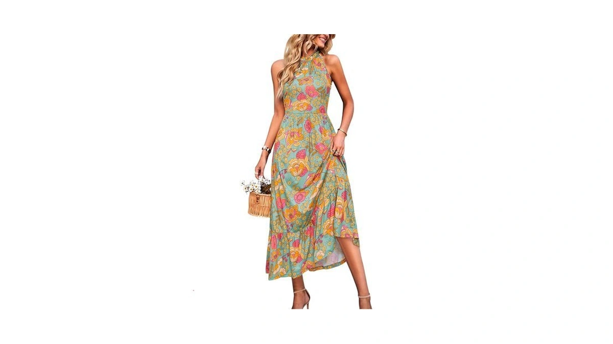 Styleword Women's 2026 Summer Dress Maxi Vacation Floral Halter Neck