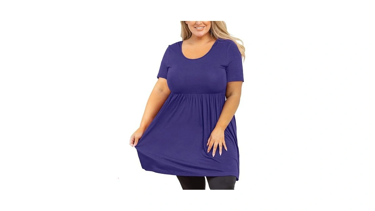 Auslook Women's Plus Size Tunic Short Sleeve Clothes Scoop Neck
