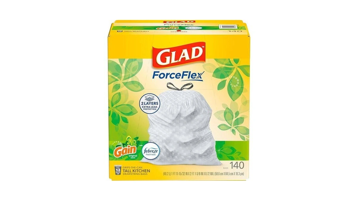 Glad Forceflex Tall Kitchen Trash Bags, 13 Gallon, Gain Original,