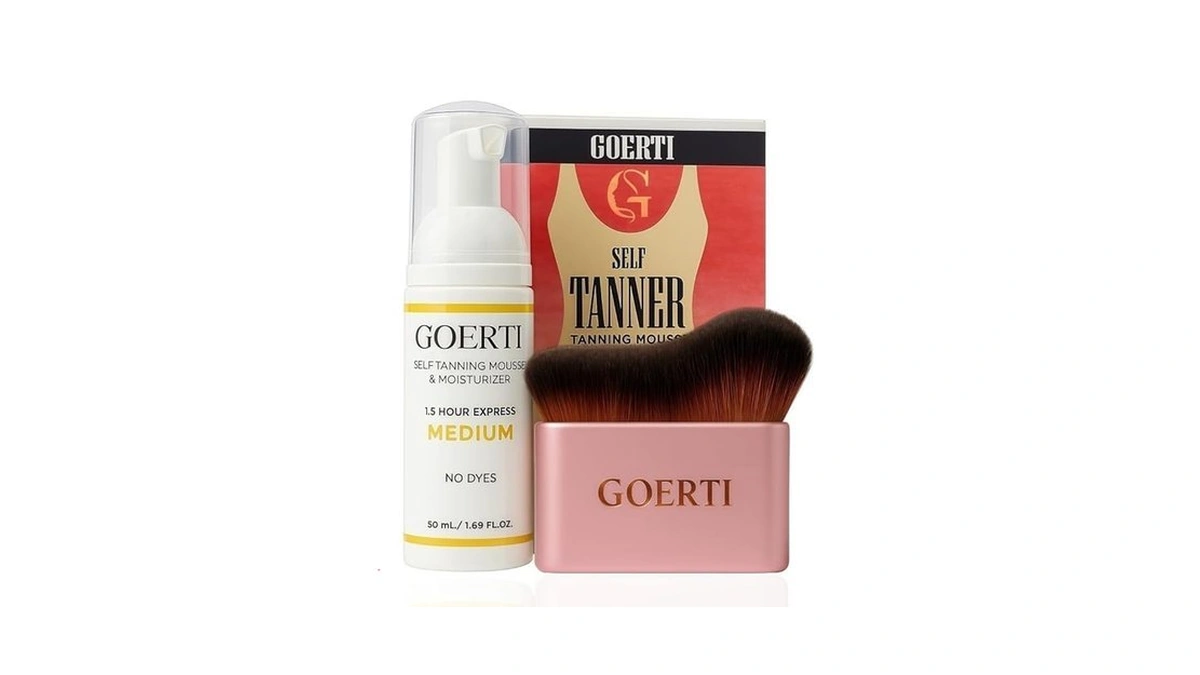 Goerti Self Tanner Mousse & Tanning Brush Set – 1.5