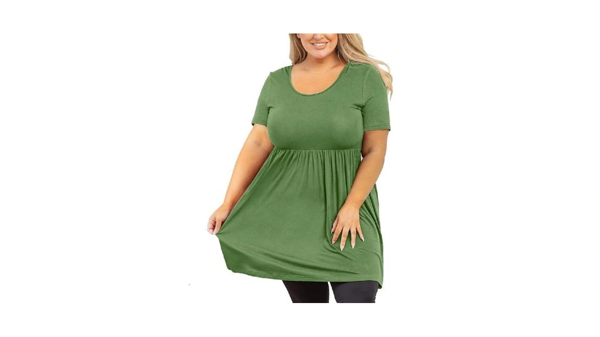 Auslook Women's Plus Size Tunic Short Sleeve Clothes Scoop Neck