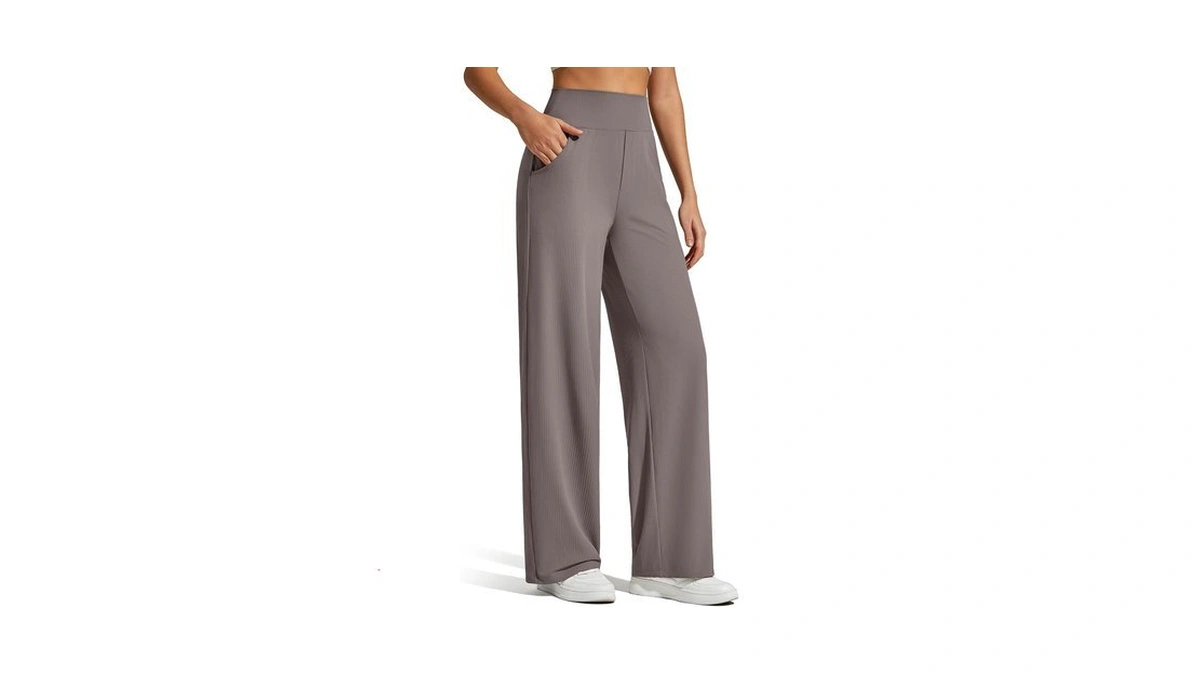 G4free Wide Leg Yoga Pants Women Breathable Ribbed Sweatpants Lightweight