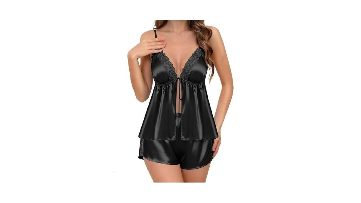 Ekouaer Sexy Pajama Set For Women Silk Satin Pjs Soft