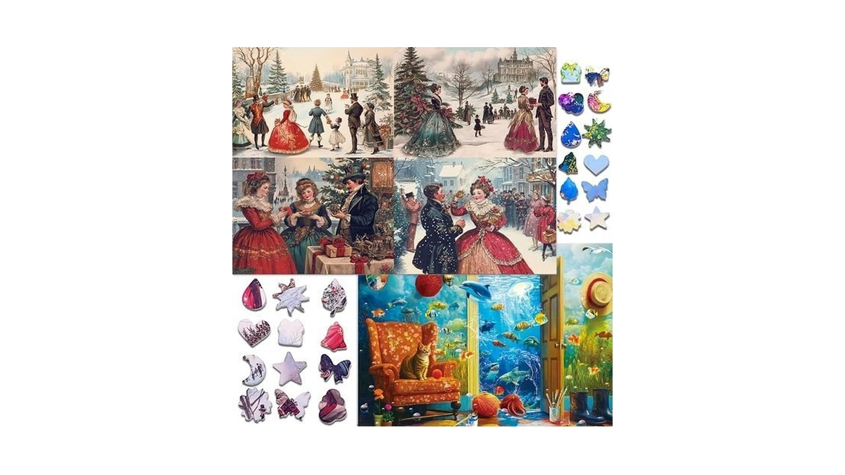 Pixlora 1000 Pieces Puzzles. 2 Pack With Unique Shaped Jigsaw