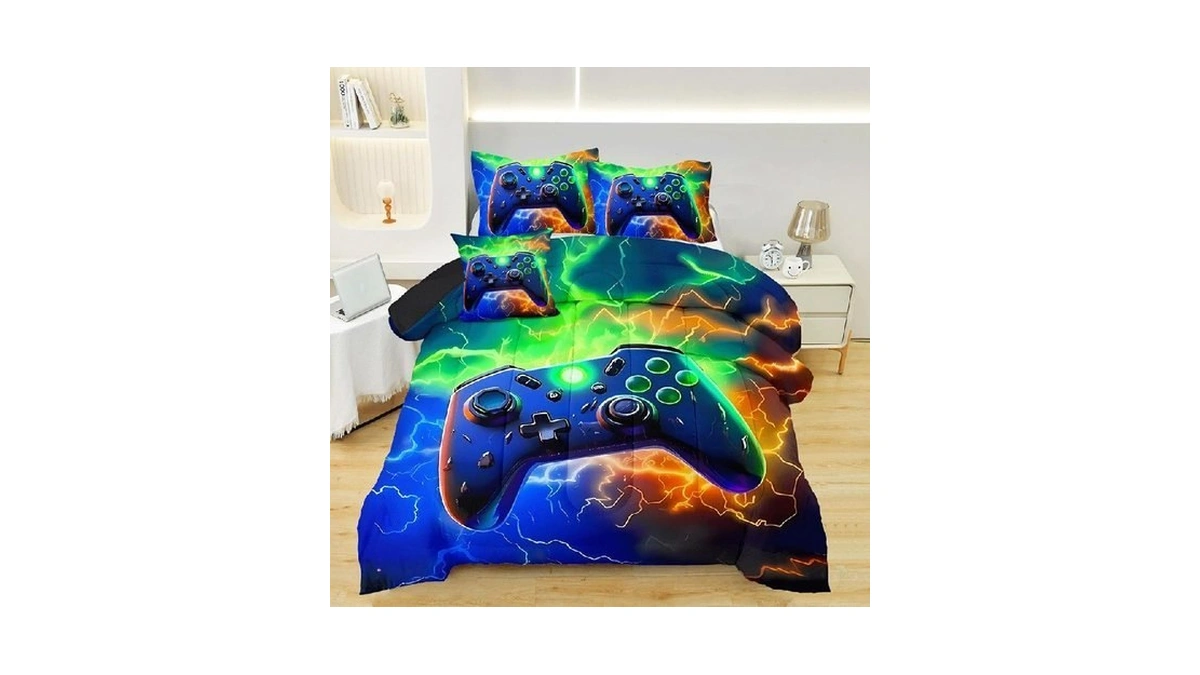 Askotu Full Bedding Sets For Boys Kids, 4 Pcs Gaming