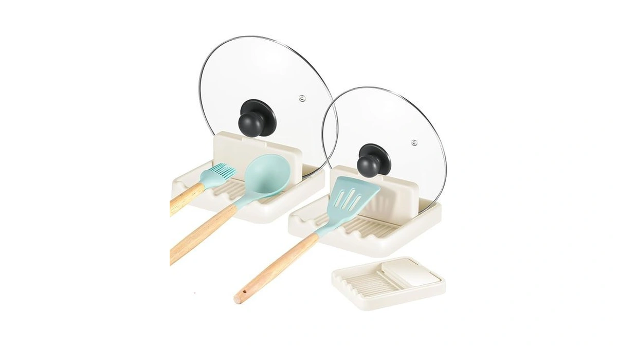 Nihome Cream White Pot Lid Holder & Spoon Rest –