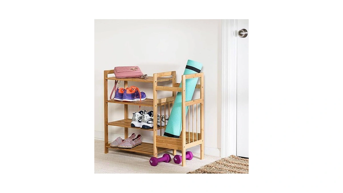 Honey-can-do Bamboo Entryway Organizer With 5 Coat Hooks And 3-tier