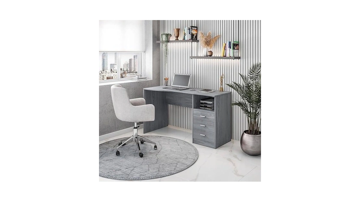 51" W Classic Computer Desk With Drawers, 3-drawer Home Office