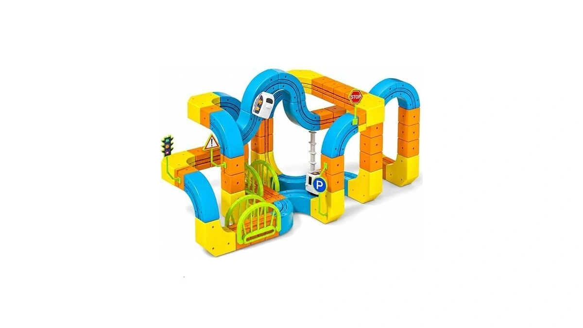 Electric Train Set For Kids, Cube Track With Motorized Engine,