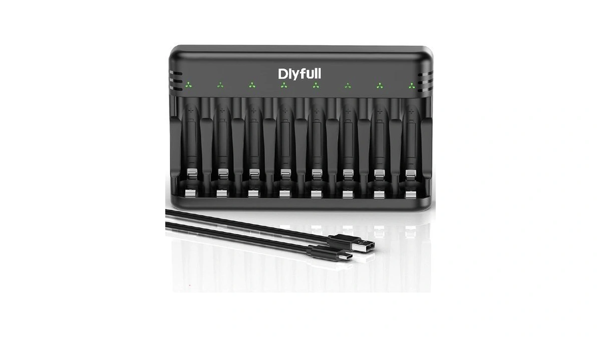 Dlyfull 8 Bay Aa Aaa Battery Charger With Usb-c High-speed