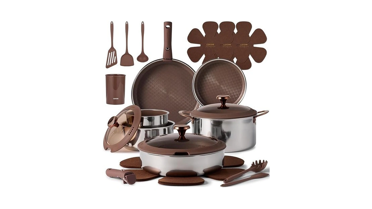 Carote 22pcs Hybrid Nonstick Pots And Pans Set, Stainless Steel