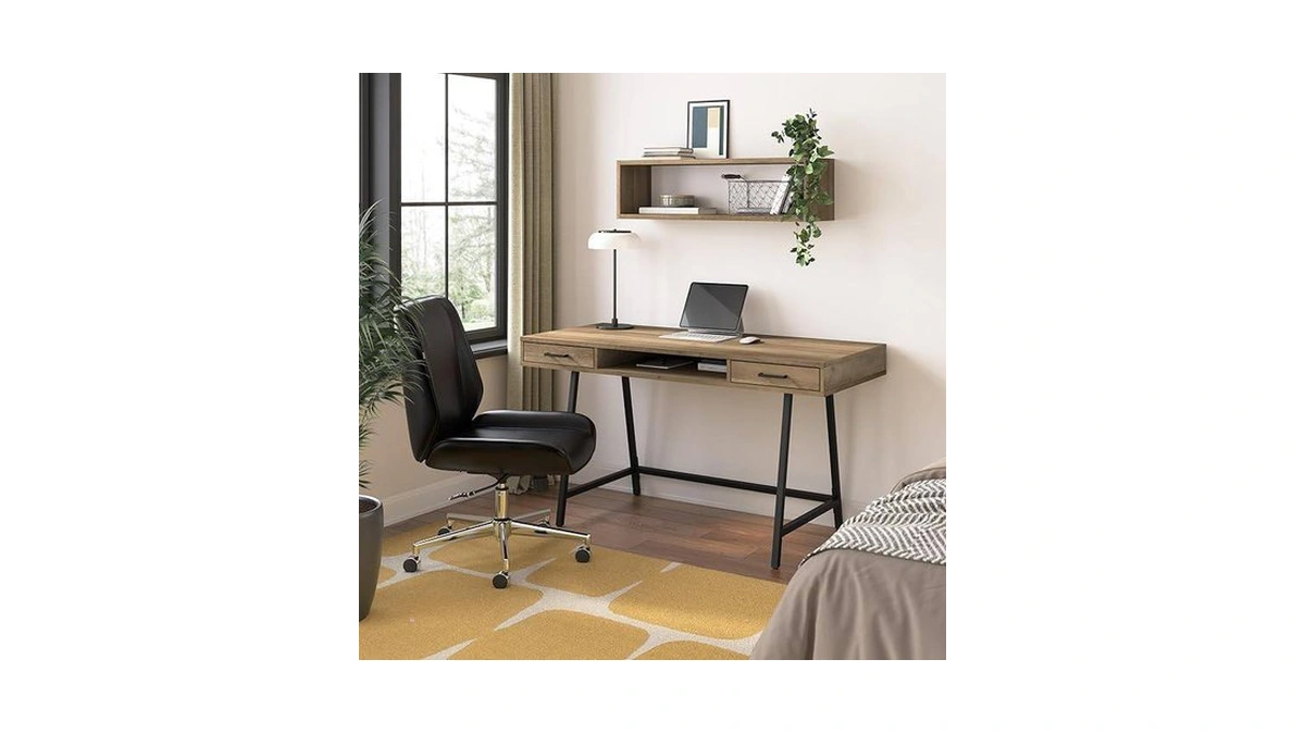 Bush Home Steele 54w Writing Desk With Storage In Reclaimed