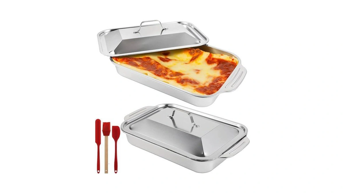 Felistory 2 Pcs Stainless Steel Cake Pans, 9x13 Rectangular Baking
