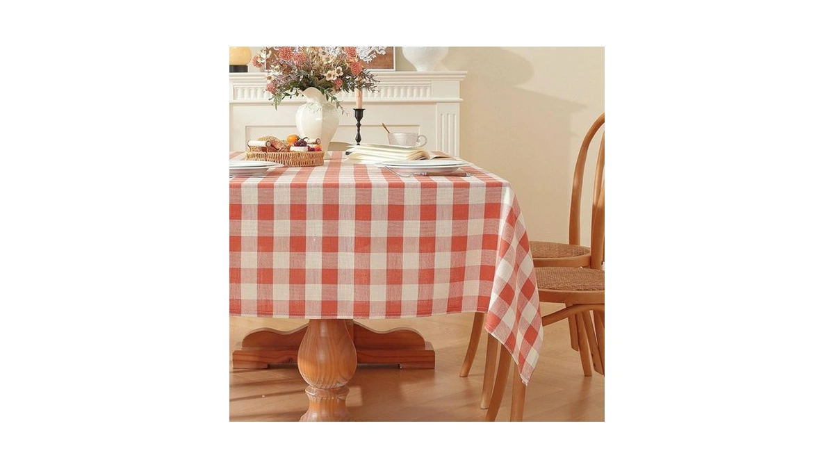Gillhov Checkered Tablecloth Rectangle Gingham Table Cloth Washable Cotton Linen