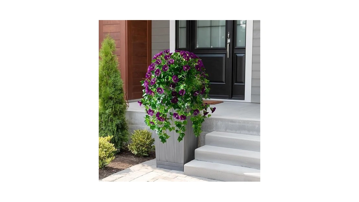 Morning Glory Artificial Hanging Flowers For Outdoors 3 Pcs Fake