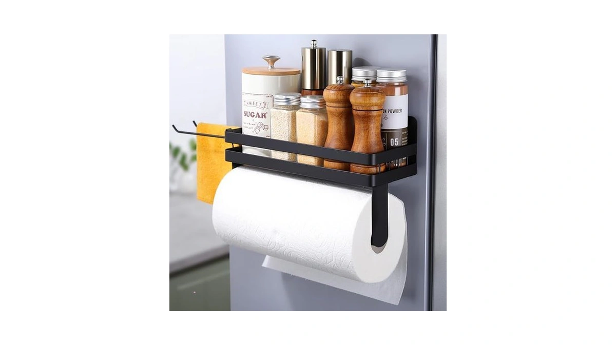 Yigii Magnet Paper Towel Holder For Refrigerator, 2-in-1 Black Spice