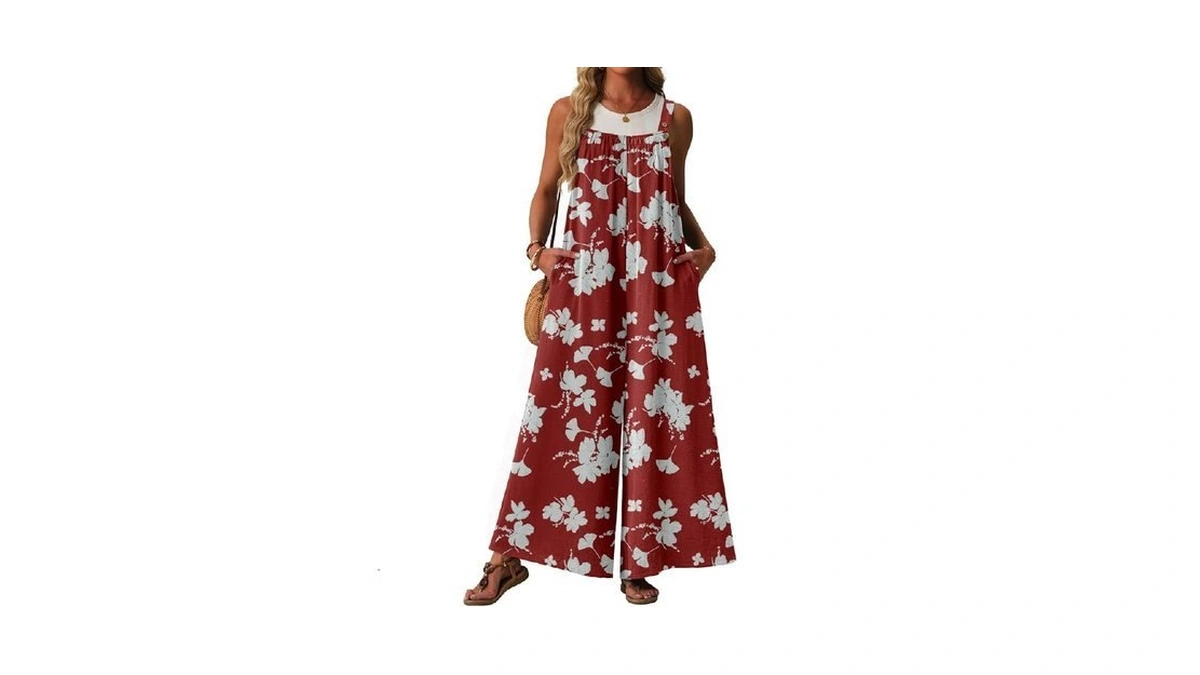 Lepunuo Plus Size Womens Casual Jumpsuits Summer Boho Wide Leg