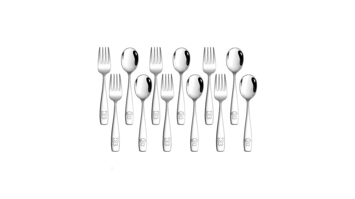 Lianyu 12 Pieces Kids Silverware Set, Stainless Steel Toddler Utensils,