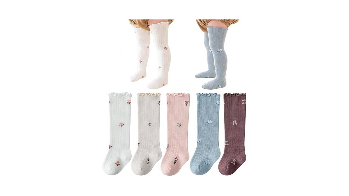 Adeimoo Baby Girls Knee-high Socks Newborn Toddler Keep Warm Floral