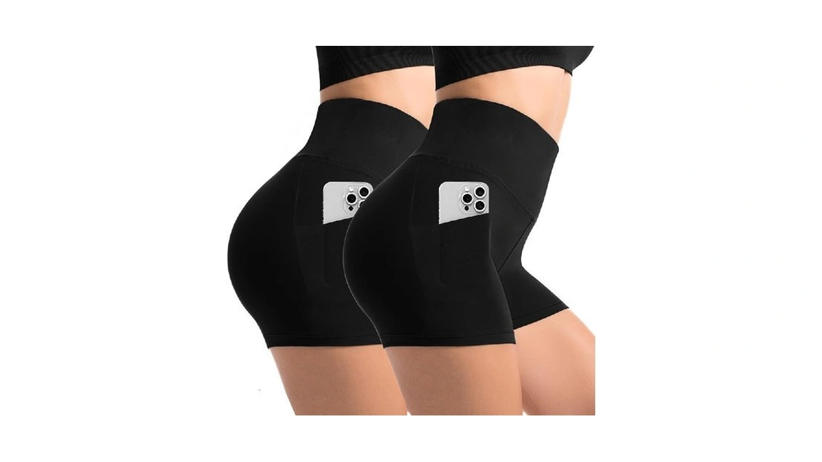 Caditex Biker Shorts With Pockets For Women, 2 Pack High