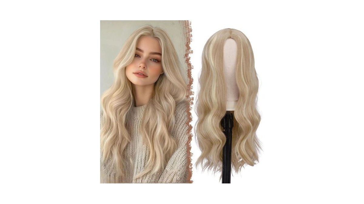 Feshfen Long Dirty Blonde Wigs For Women, 24 Inch Middle