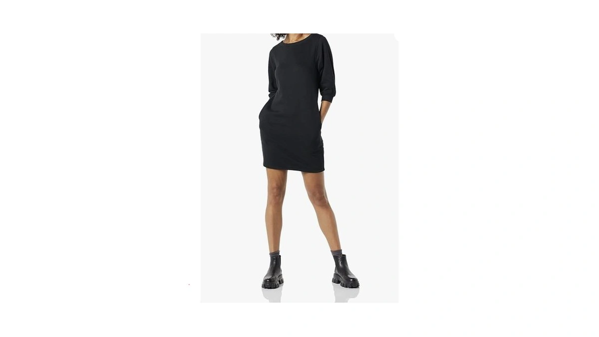 Amazon Essentials Women's Fleece Blouson Sleeve Boatneck Sweatshirt Dress (available