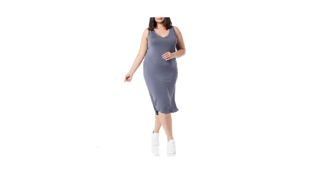 Amazon Essentials Women's Jersey Regular-fit Sleeveless V-neck Midi Dress (previously