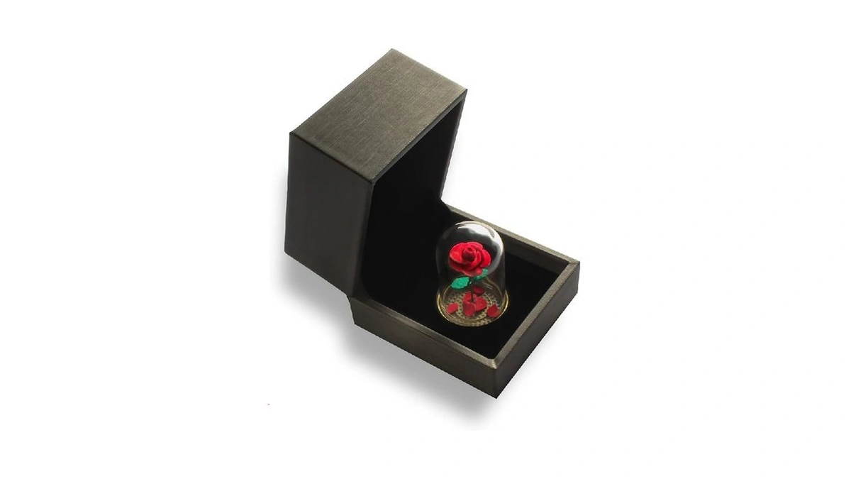 Juvory 1.5 Inch Handmade Miniature Rose In Glass Dome, Tiny