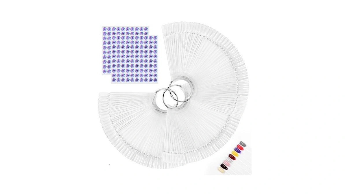 150pcs Nail Swatch Sticks With Ring And Number Stickers, Color