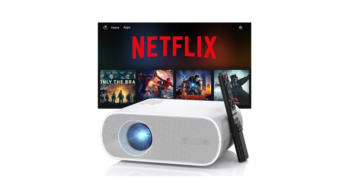 1500 Ansi Official Licensed Smart Projector, Compatible With Netflix, Hompow