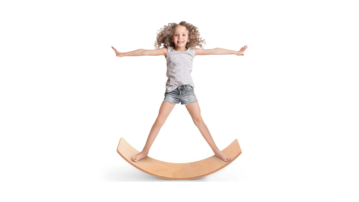 Play-in-joy Natural Wood Balance Board For Kids | Montessori Wobble