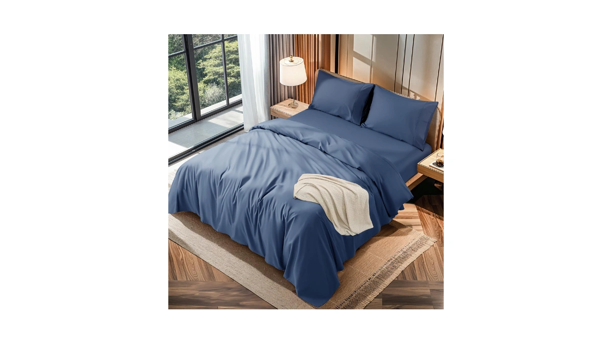 Lbro2m 100% Cotton 1200 Thread Count King Size Sheets Set,16
