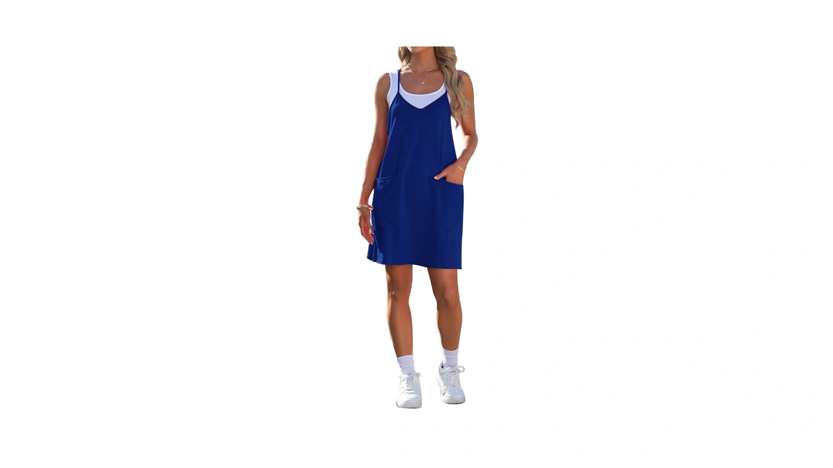 Auselily Womens Summer Dress 2026 Sleeveless Casual Mini Dress Spaghetti