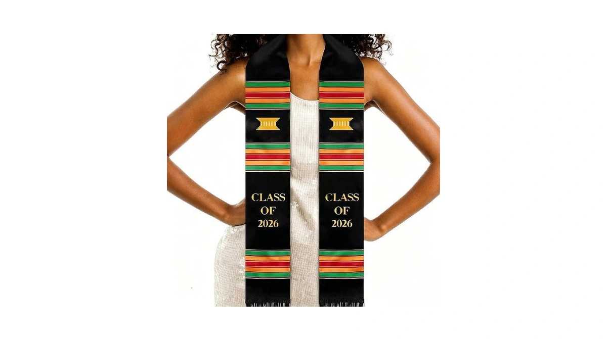 Kente Graduation Stole Class Of 2026 - Black Grads Graduation