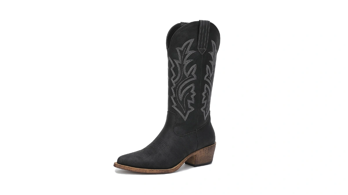 Globalwin Black Cowboy Boots For Women Women's Western Boots Embroidered